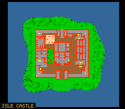 La isla, el campamento al sur y la puerta del castillo.