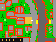 Map of Luminous Arc 5 in Yalahar: the house is highlighted in gold, the red mark is the entrance.