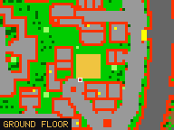 Map of Luminous Arc 2 in Yalahar: the house is highlighted in gold, the red mark is the entrance.