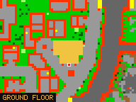 Map of Luminous Arc 1 in Yalahar: the house is highlighted in gold, the red mark is the entrance.