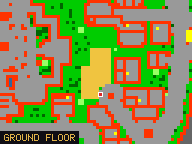 Map of Luminous Arc 3 in Yalahar: the house is highlighted in gold, the red mark is the entrance.