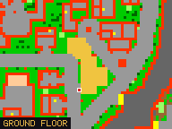 Map of Luminous Arc 4 in Yalahar: the house is highlighted in gold, the red mark is the entrance.