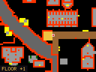 Map of Harbour Promenade 1 in Yalahar: the house is highlighted in gold, the red mark is the entrance.