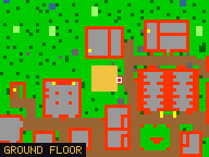 Map of Haggler's Hangout 3 in Port Hope: the house is highlighted in gold, the red mark is the entrance.