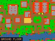 Map of Haggler's Hangout 4b (Shop) in Port Hope: the house is highlighted in gold, the red mark is the entrance.