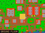 Map of Haggler's Hangout 4a (Shop) in Port Hope: the house is highlighted in gold, the red mark is the entrance.