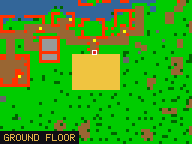Map of Bamboo Fortress in Port Hope: the house is highlighted in gold, the red mark is the entrance.