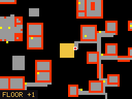 Map of Jungle Edge 1 in Port Hope: the house is highlighted in gold, the red mark is the entrance.