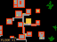 Map of Jungle Edge 5 in Port Hope: the house is highlighted in gold, the red mark is the entrance.