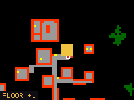 Map of Jungle Edge 3 in Port Hope: the house is highlighted in gold, the red mark is the entrance.