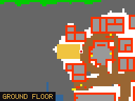 Map of Glacier Side 2 in Svargrond: the house is highlighted in gold, the red mark is the entrance.