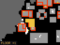 Map of Glacier Side 4 in Svargrond: the house is highlighted in gold, the red mark is the entrance.
