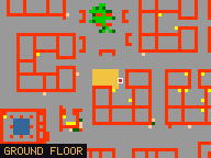 Map of Darashia 3, Flat 01 in Darashia: the house is highlighted in gold, the red mark is the entrance.