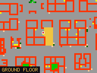 Map of Darashia 3, Flat 04 in Darashia: the house is highlighted in gold, the red mark is the entrance.
