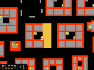 Map of Darashia 3, Flat 14 in Darashia: the house is highlighted in gold, the red mark is the entrance.