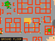 Map of Darashia 8, Flat 01 in Darashia: the house is highlighted in gold, the red mark is the entrance.
