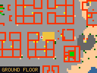 Map of Darashia 8, Flat 05 in Darashia: the house is highlighted in gold, the red mark is the entrance.