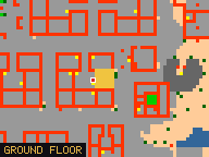 Map of Darashia 8, Flat 04 in Darashia: the house is highlighted in gold, the red mark is the entrance.