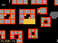 Map of Darashia 8, Flat 13 in Darashia: the house is highlighted in gold, the red mark is the entrance.