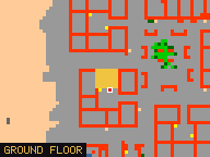 Map of Darashia 2, Flat 02 in Darashia: the house is highlighted in gold, the red mark is the entrance.