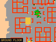 Map of Darashia 2, Flat 01 in Darashia: the house is highlighted in gold, the red mark is the entrance.