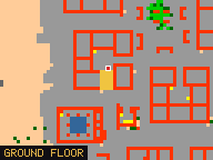 Map of Darashia 2, Flat 06 in Darashia: the house is highlighted in gold, the red mark is the entrance.