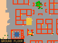 Map of Darashia 2, Flat 07 in Darashia: the house is highlighted in gold, the red mark is the entrance.
