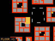 Map of Darashia 2, Flat 11 in Darashia: the house is highlighted in gold, the red mark is the entrance.