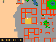 Map of Darashia 1, Flat 04 in Darashia: the house is highlighted in gold, the red mark is the entrance.