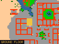 Map of Darashia 1, Flat 01 in Darashia: the house is highlighted in gold, the red mark is the entrance.