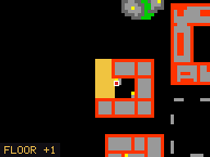 Map of Darashia 1, Flat 12 in Darashia: the house is highlighted in gold, the red mark is the entrance.