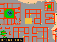 Map of Darashia 5, Flat 01 in Darashia: the house is highlighted in gold, the red mark is the entrance.