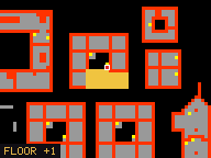 Map of Darashia 5, Flat 13 in Darashia: the house is highlighted in gold, the red mark is the entrance.