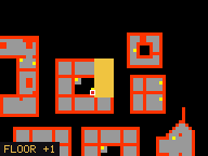 Map of Darashia 5, Flat 14 in Darashia: the house is highlighted in gold, the red mark is the entrance.