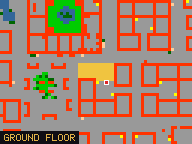Map of Darashia 4, Flat 02 in Darashia: the house is highlighted in gold, the red mark is the entrance.