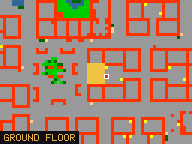 Map of Darashia 4, Flat 03 in Darashia: the house is highlighted in gold, the red mark is the entrance.