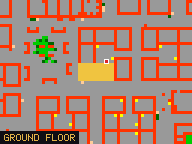 Map of Darashia 4, Flat 04 in Darashia: the house is highlighted in gold, the red mark is the entrance.