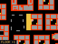 Map of Darashia 4, Flat 12 in Darashia: the house is highlighted in gold, the red mark is the entrance.