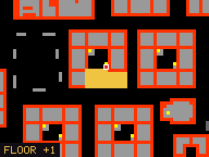 Map of Darashia 4, Flat 13 in Darashia: the house is highlighted in gold, the red mark is the entrance.