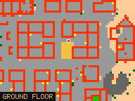 Map of Darashia 7, Flat 05 in Darashia: the house is highlighted in gold, the red mark is the entrance.