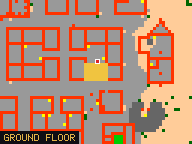Map of Darashia 7, Flat 04 in Darashia: the house is highlighted in gold, the red mark is the entrance.