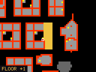Map of Darashia 7, Flat 14 in Darashia: the house is highlighted in gold, the red mark is the entrance.