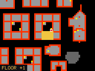 Map of Darashia 7, Flat 13 in Darashia: the house is highlighted in gold, the red mark is the entrance.