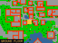 Map of Litter Promenade 2 in Liberty Bay: the house is highlighted in gold, the red mark is the entrance.