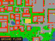 Map of Litter Promenade 5 in Liberty Bay: the house is highlighted in gold, the red mark is the entrance.