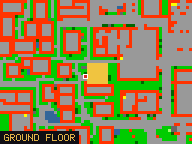 Map of Straycat's Corner 2 in Liberty Bay: the house is highlighted in gold, the red mark is the entrance.