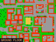 Map of Shady Trail 1 in Liberty Bay: the house is highlighted in gold, the red mark is the entrance.