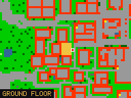 Map of Shady Trail 2 in Liberty Bay: the house is highlighted in gold, the red mark is the entrance.