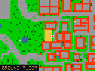 Map of Smuggler Backyard 2 in Liberty Bay: the house is highlighted in gold, the red mark is the entrance.