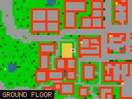 Map of Smuggler Backyard 5 in Liberty Bay: the house is highlighted in gold, the red mark is the entrance.